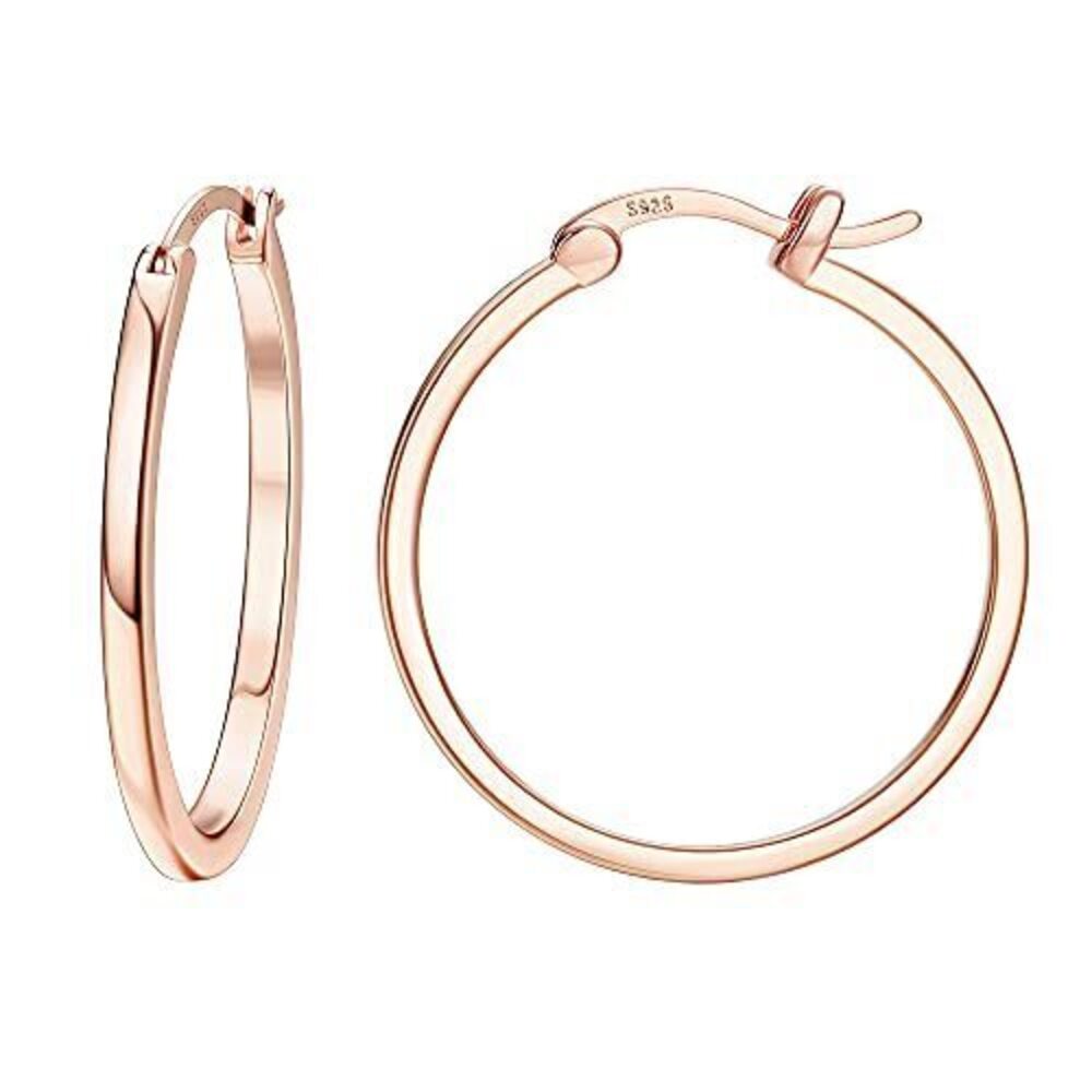 8964 18K Gold Plated Hoop Earrings - 925 Sterling Silver Hoop Earrings